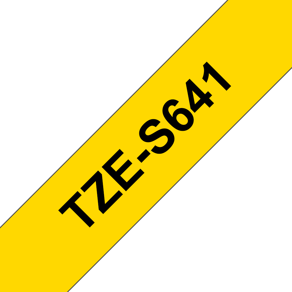 Originele Brother TZe-S641 sterk klevende label tapecassette - zwart op geel, breedte 18 mm